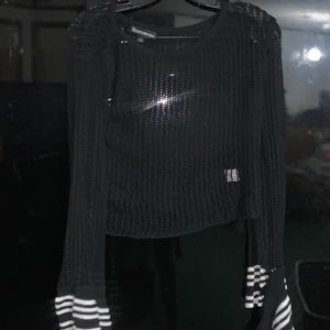 Black see through crop top from fashion nova